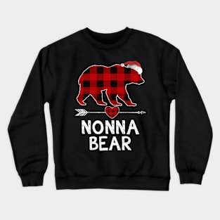 Red Plaid Nonna Bear Santa Arrow Shirt Matching Pajama Family Crewneck Sweatshirt